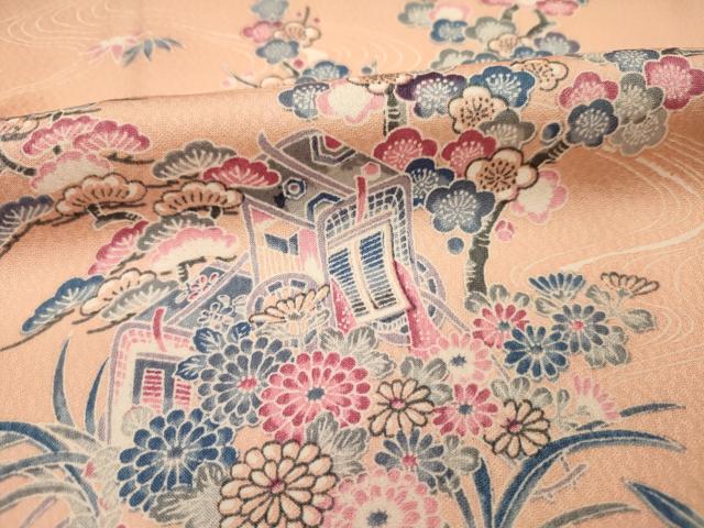 平和屋着物■訪問着　御所車花文　松竹梅　暈し染め　正絹　逸品　未使用　DABI3925ya