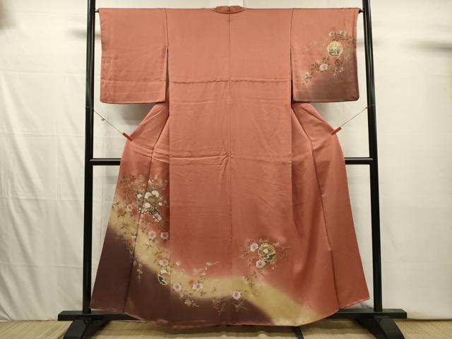 平和屋着物■訪問着　雪輪花車文　暈し染め　金彩　さが美扱い　正絹　逸品　DABI3927ya
