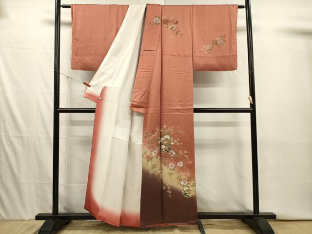 平和屋着物■訪問着　雪輪花車文　暈し染め　金彩　さが美扱い　正絹　逸品　DABI3927ya