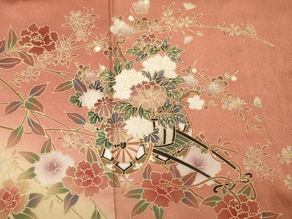 平和屋着物■訪問着　雪輪花車文　暈し染め　金彩　さが美扱い　正絹　逸品　DABI3927ya
