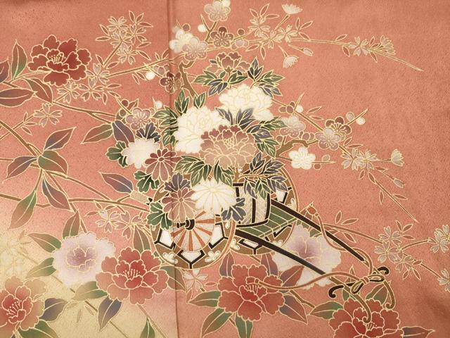 平和屋着物■訪問着　雪輪花車文　暈し染め　金彩　さが美扱い　正絹　逸品　DABI3927ya
