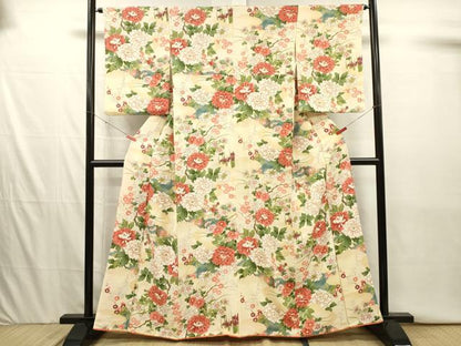 平和屋着物■上質な小紋　花鳥文　牡丹　正絹　逸品　DABI3929ya