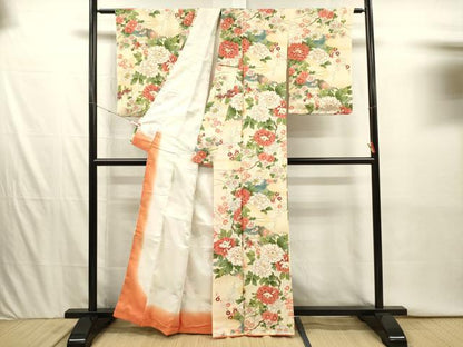 平和屋着物■上質な小紋　花鳥文　牡丹　正絹　逸品　DABI3929ya