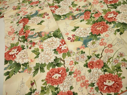 平和屋着物■上質な小紋　花鳥文　牡丹　正絹　逸品　DABI3929ya