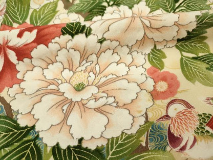 平和屋着物■上質な小紋　花鳥文　牡丹　正絹　逸品　DABI3929ya