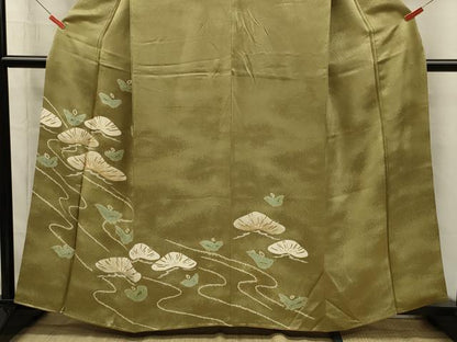 平和屋着物■訪問着　絞り　流水枝松文　金彩　正絹　逸品　DABI3931ya