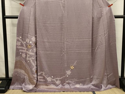 平和屋着物■訪問着　駒刺繍　絞り　流水枝梅文　金彩　正絹　逸品　未使用　DABI3934ya