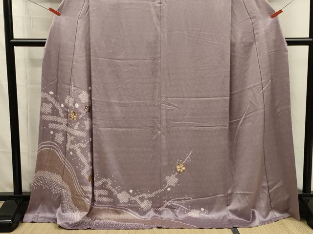 平和屋着物■訪問着　駒刺繍　絞り　流水枝梅文　金彩　正絹　逸品　未使用　DABI3934ya