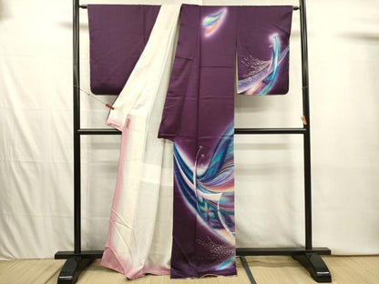 平和屋着物■訪問着　孔雀文　暈し染め　金彩　正絹　逸品　DABI3942ya