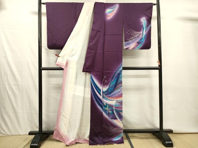 平和屋着物■訪問着　孔雀文　暈し染め　金彩　正絹　逸品　DABI3942ya