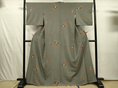 平和屋着物■上質な小紋　流水扇面花文　金彩　正絹　逸品　DABI3943ya
