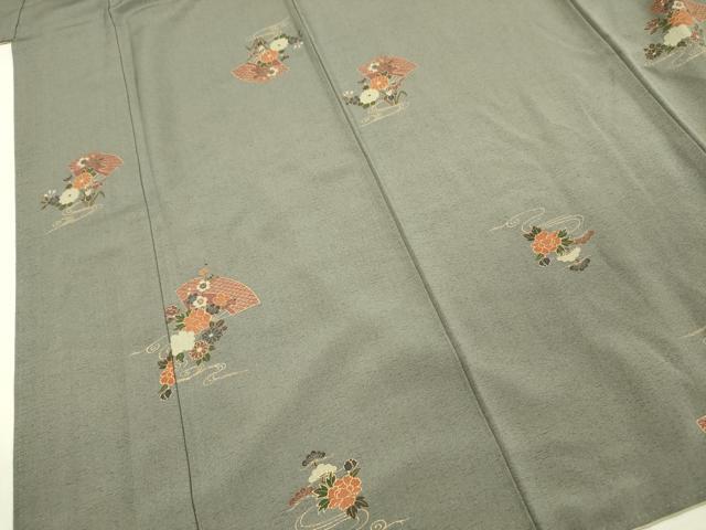 平和屋着物■上質な小紋　流水扇面花文　金彩　正絹　逸品　DABI3943ya