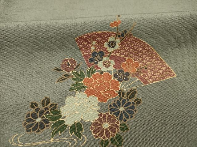 平和屋着物■上質な小紋　流水扇面花文　金彩　正絹　逸品　DABI3943ya
