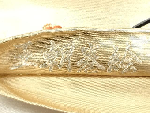 平和屋着物◎太鼓柄袋帯　唐織　王朝巻絵　金糸　正絹　逸品　DABI3959ya