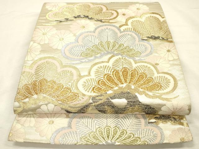 平和屋着物◎六通柄袋帯　花松文　金銀糸　正絹　逸品　DABI3960ya