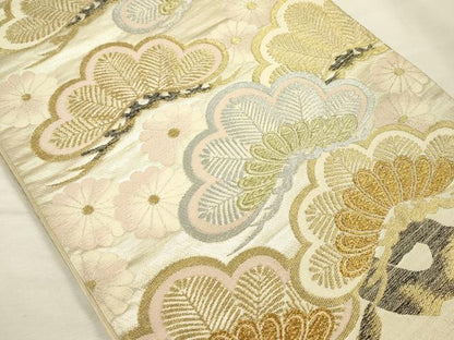 平和屋着物◎六通柄袋帯　花松文　金銀糸　正絹　逸品　DABI3960ya