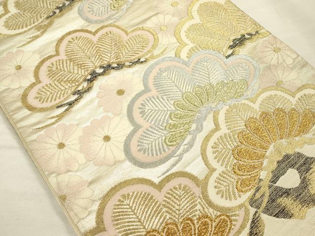 平和屋着物◎六通柄袋帯　花松文　金銀糸　正絹　逸品　DABI3960ya