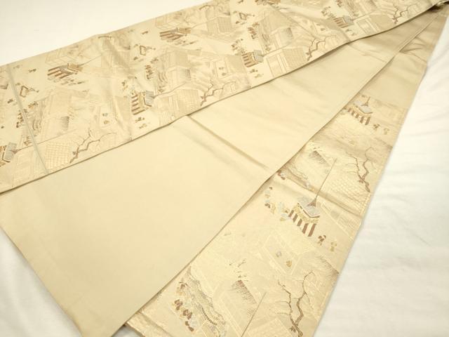 平和屋着物◎六通柄袋帯　人物風景文　山車　金銀糸　正絹　逸品　DABI3963ya