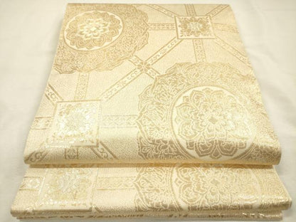 平和屋着物◎六通柄　本袋帯　正倉院花文　金糸　正絹　逸品　DABI3964ya