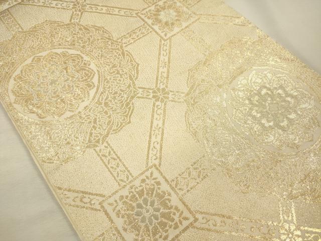 平和屋着物◎六通柄　本袋帯　正倉院花文　金糸　正絹　逸品　DABI3964ya