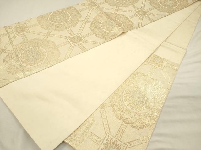 平和屋着物◎六通柄　本袋帯　正倉院花文　金糸　正絹　逸品　DABI3964ya
