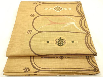 平和屋着物◎六通柄袋帯　動物抽象文　楽山　正絹　逸品　DABI3967ya