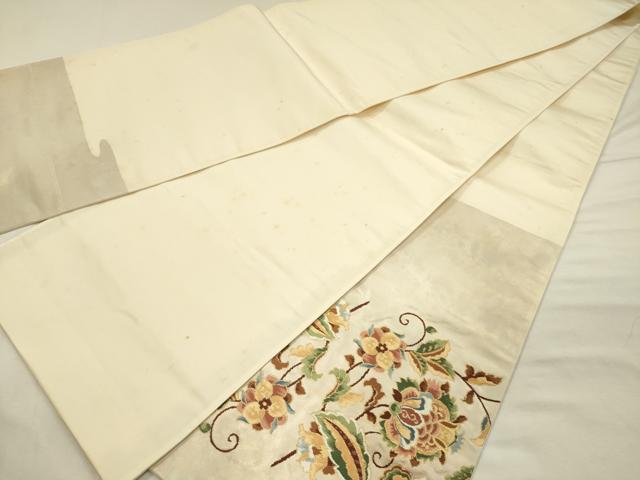 平和屋着物◎太鼓柄袋帯　更紗花唐草文　金糸　正絹　逸品　DABI3974ya