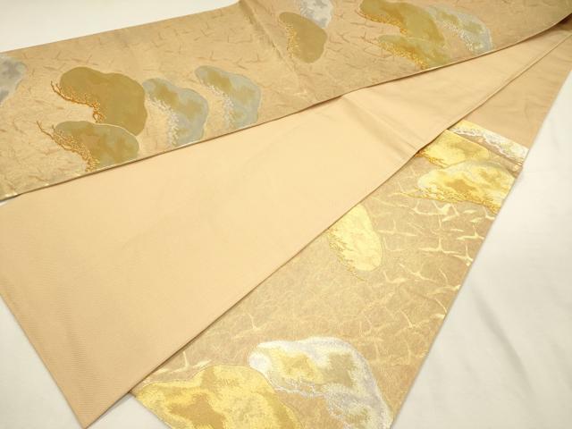 平和屋着物◎六通柄袋帯　裕宝松鶴文　織成　金銀糸　正絹　逸品　DABI3977ya