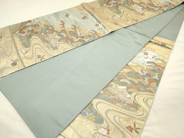 平和屋着物◎六通柄袋帯　唐織　閑日清麗文　金銀糸　正絹　逸品　DABI3981ya