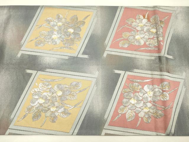 平和屋着物◎六通柄袋帯　花菱文　金銀糸　引箔　正絹　逸品　DABI3983ya