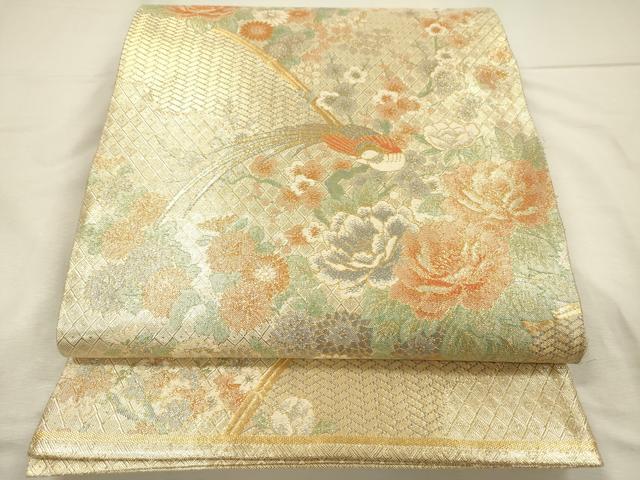 平和屋着物◎宝珠本佐賀錦　六通柄袋帯　花鳥文　枝梅　九百錦　正絹　逸品　DABI3990ya
