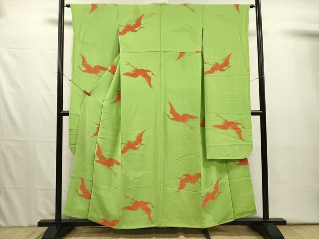 平和屋着物■豪華振袖　寿光織　飛鶴文　金彩　正絹　逸品　DABI3994ya