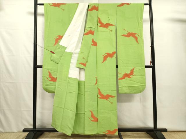 平和屋着物■豪華振袖　寿光織　飛鶴文　金彩　正絹　逸品　DABI3994ya