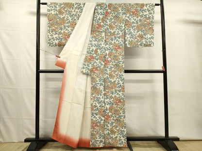 平和屋着物■上質な小紋　舞蝶花鳥文　鼓　正絹　逸品　DABI3998ya