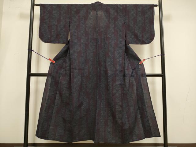 平和屋着物▽上質なお召　単衣　変わり間道　正絹　逸品　DABI4002du