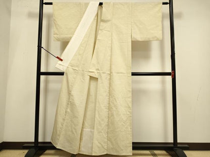 平和屋着物▽本塩沢　単衣　十字絣　正絹　逸品　DABI4003du