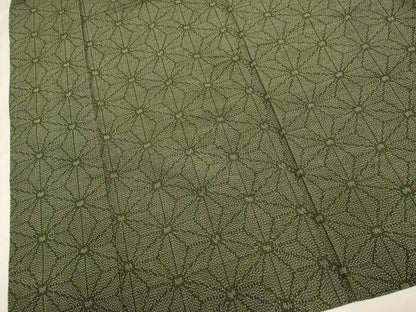 平和屋着物▽上質な紬　単衣　麻の葉文様　正絹　逸品　DABI4004du