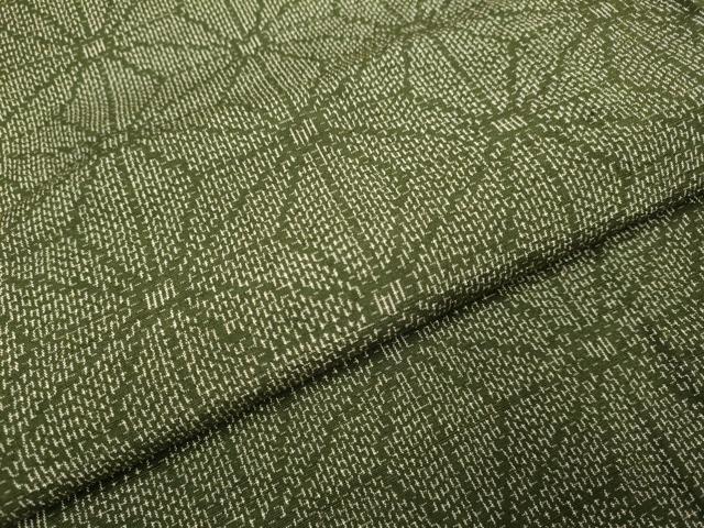 平和屋着物▽上質な紬　単衣　麻の葉文様　正絹　逸品　DABI4004du