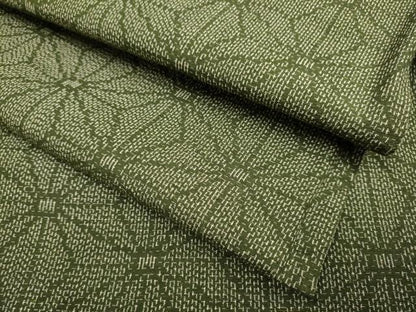平和屋着物▽上質な紬　単衣　麻の葉文様　正絹　逸品　DABI4004du