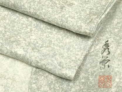平和屋着物▽上質な小紋　単衣　作家物　霞文　暈し染め　正絹　逸品　DABI4006du