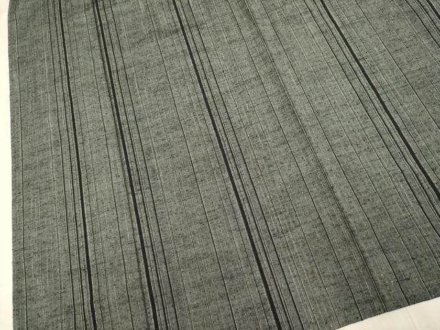 平和屋着物▽上質な紬　単衣　縞　正絹　逸品　DABI4007du