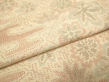 平和屋着物▽上質な紬　単衣　エ霞花文　正絹　逸品　DABI4008du