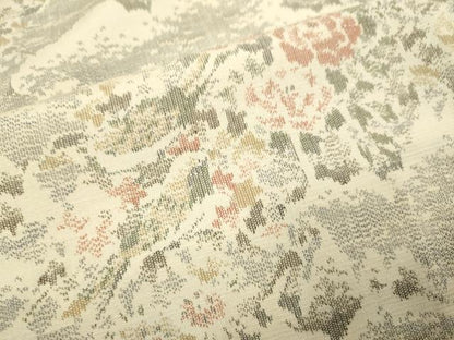 平和屋着物▽上質な紬　単衣　花鳥文　正絹　逸品　DABI4011du