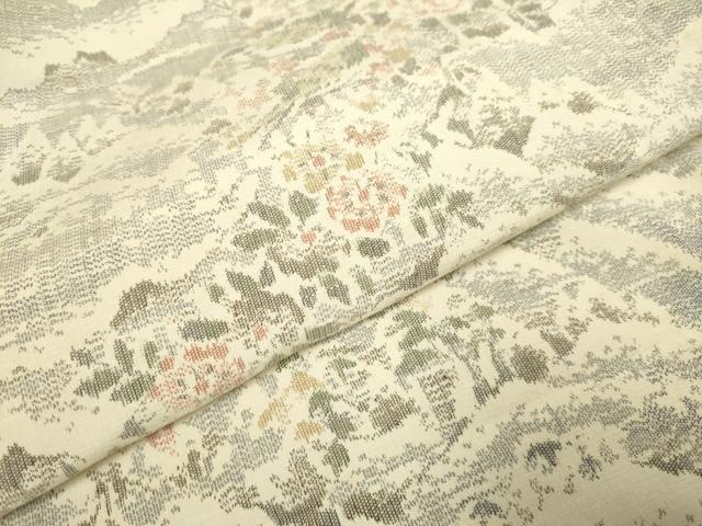 平和屋着物▽上質な紬　単衣　花鳥文　正絹　逸品　DABI4011du