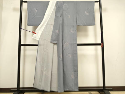 平和屋着物＊夏物　小紋　絽縮緬　枝花文　洗える着物　DABI4015du