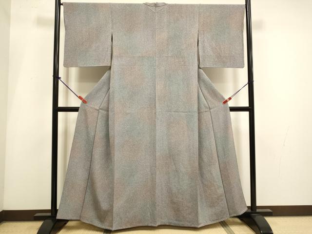平和屋着物▽上質な小紋　単衣　霞文　暈し染め　正絹　逸品　DABI4016du