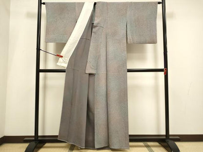 平和屋着物▽上質な小紋　単衣　霞文　暈し染め　正絹　逸品　DABI4016du