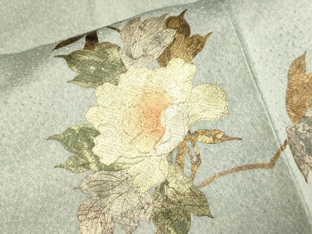 平和屋着物▽訪問着　単衣　花蝶文　暈し染め　金彩　正絹　逸品　DABI4017du