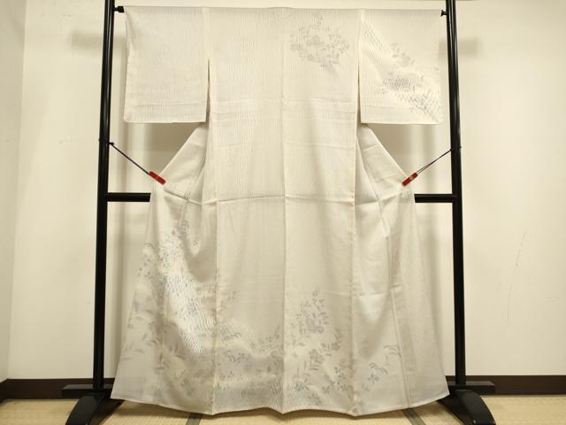 平和屋着物▽訪問着　無双　紗袷　紋紗×絽　草花文　正絹　逸品　DABI4020du