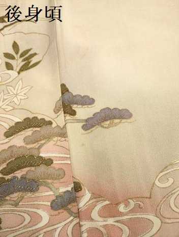平和屋着物▽訪問着　単衣　風景花文　暈し染め　金彩　ロング丈　正絹　逸品　DABI4022du